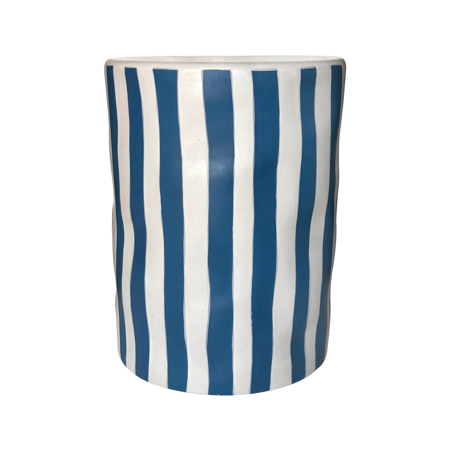 Tempest Indoor/Outdoor Ceramic Table in Stripes - Blue Stripes