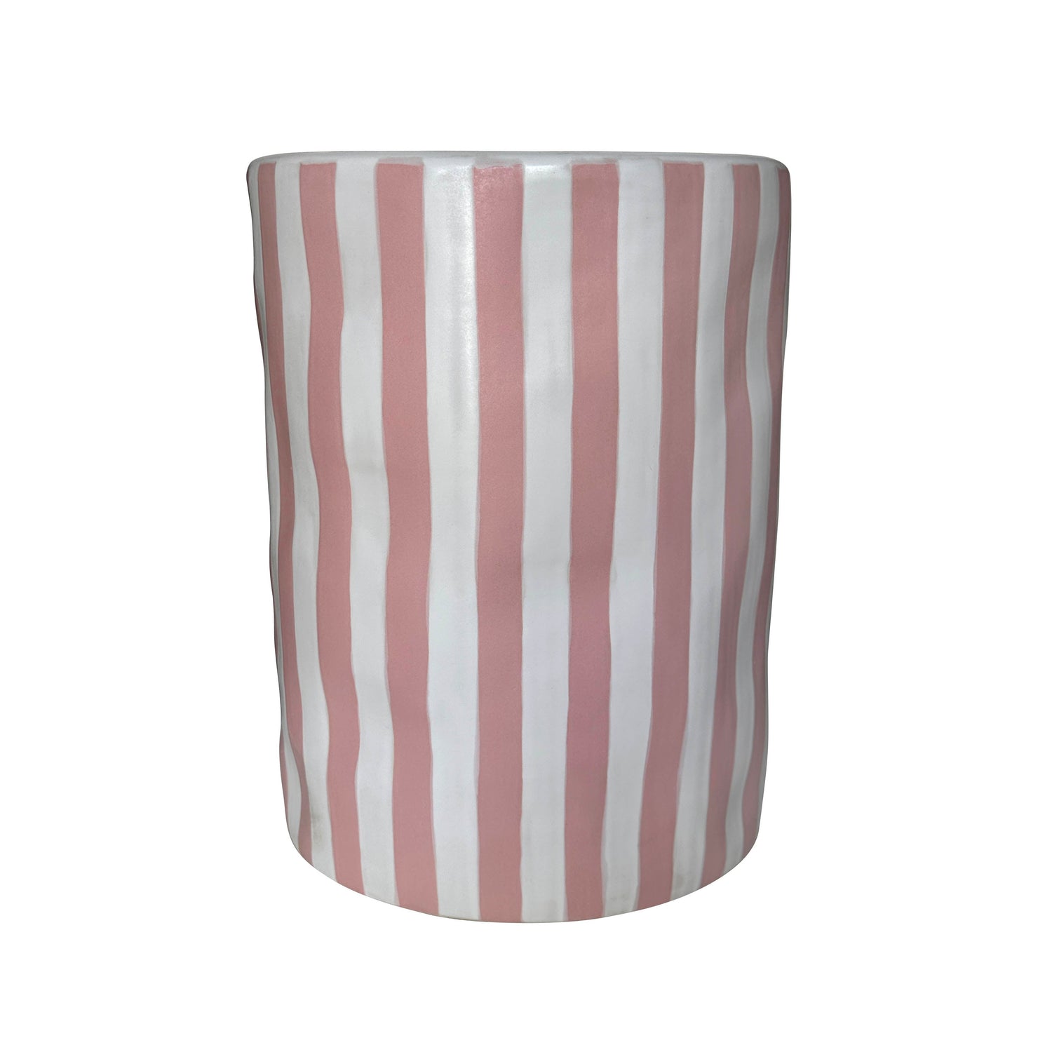 Tempest Indoor/Outdoor Ceramic Table in Stripes - Pink Stripes