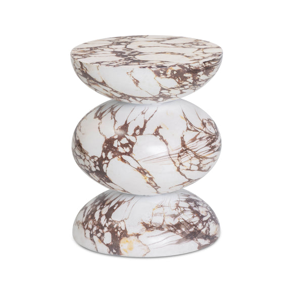 Pia Red Faux Marble Indoor/Outdoor Concrete Side Table