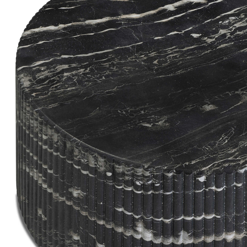 Hades 47" Black Faux Marble Indoor/Outdoor Concrete Coffee Table