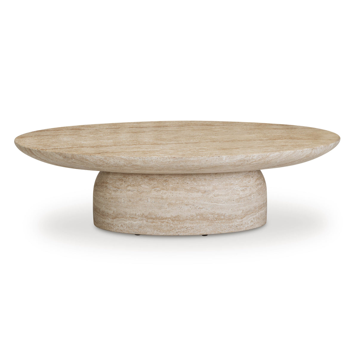 Sonia 51" Faux Travertine Indoor/Outdoor Concrete Coffee Table