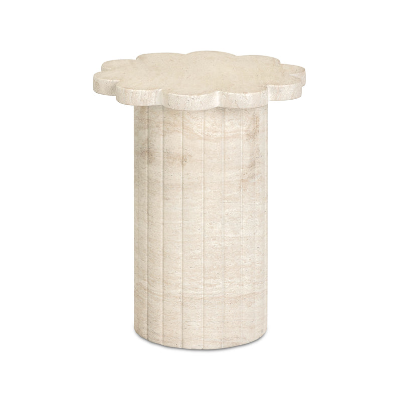 Blossom Washed Faux Travertine Indoor/Outdoor Concrete Side Table