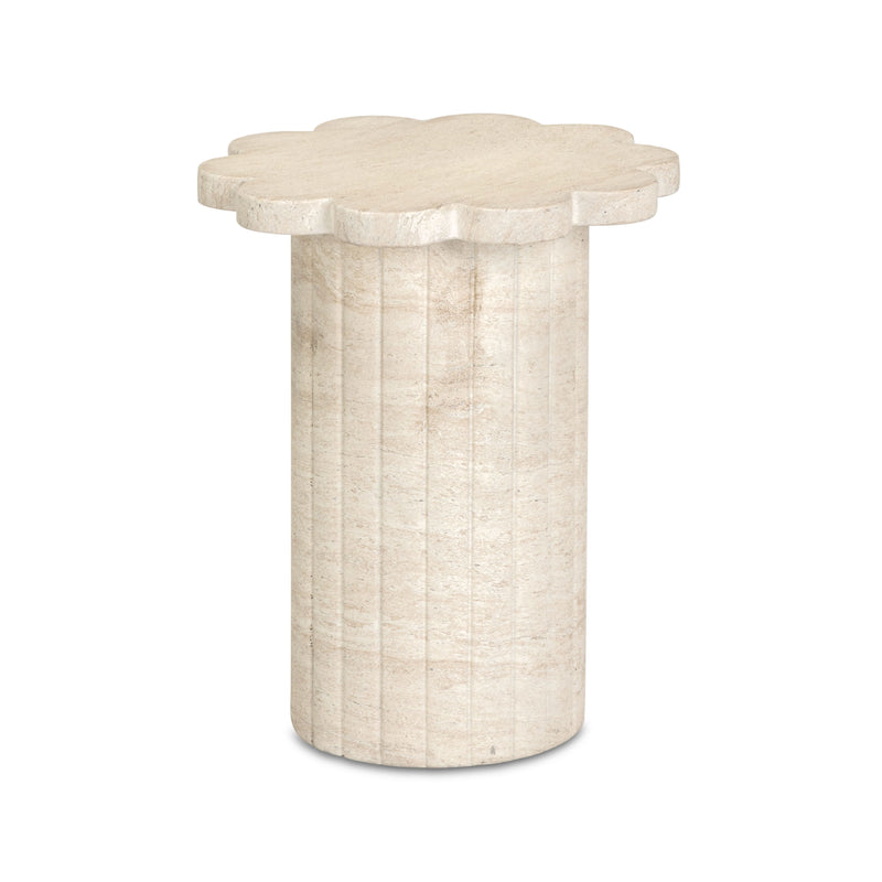 Blossom Washed Faux Travertine Indoor/Outdoor Concrete Side Table