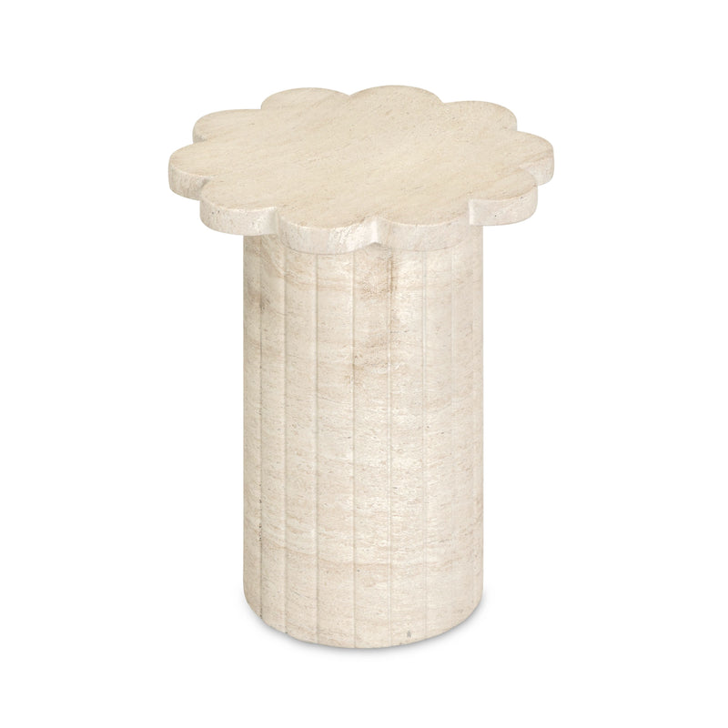 Blossom Washed Faux Travertine Indoor/Outdoor Concrete Side Table