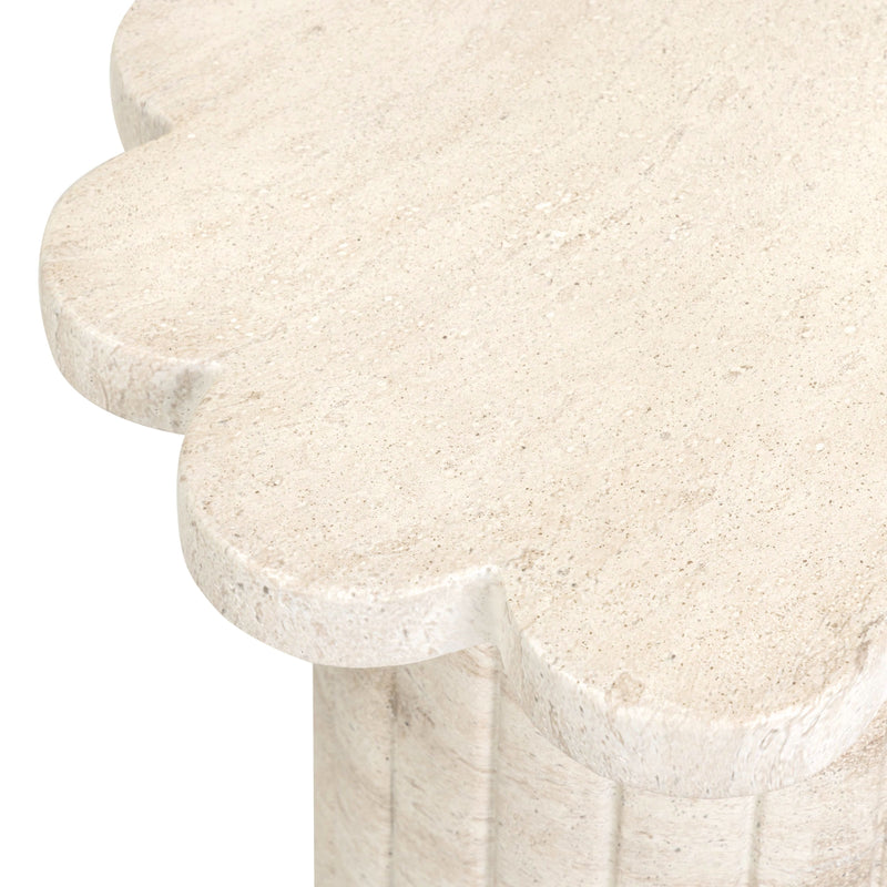 Blossom Washed Faux Travertine Indoor/Outdoor Concrete Side Table