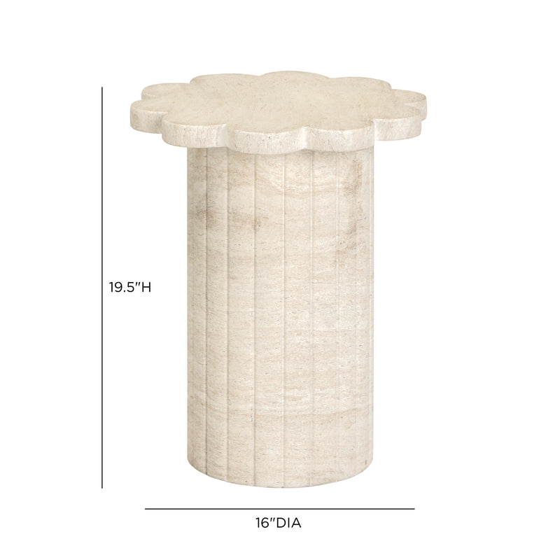 Blossom Washed Faux Travertine Indoor/Outdoor Concrete Side Table