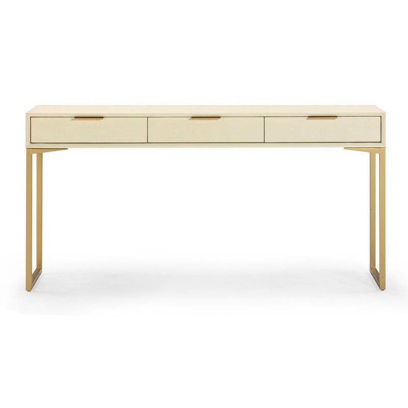 Pesce 59" Faux Shagreen 3-Drawer Console Table - Cream