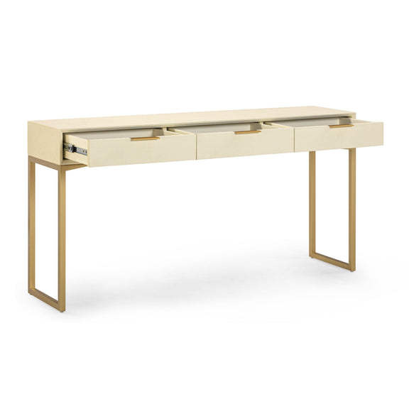 Pesce 59" Faux Shagreen 3-Drawer Console Table - Cream