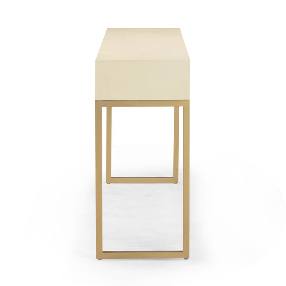 Pesce 59" Faux Shagreen 3-Drawer Console Table - Cream