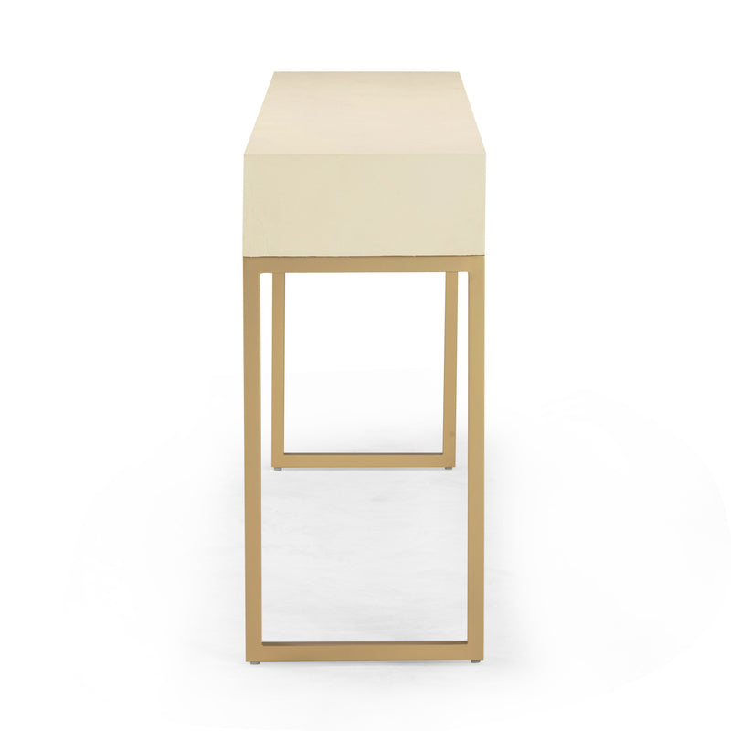 Pesce 59" Faux Shagreen 3-Drawer Console Table - Cream