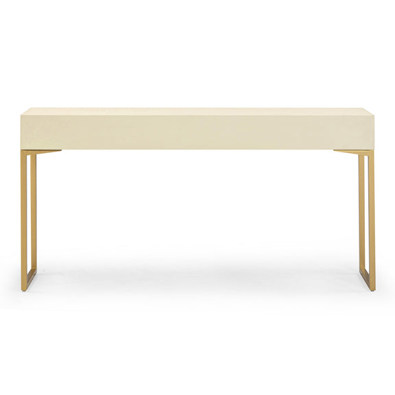 Pesce 59" Faux Shagreen 3-Drawer Console Table - Cream
