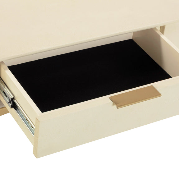 Pesce 59" Faux Shagreen 3-Drawer Console Table - Cream