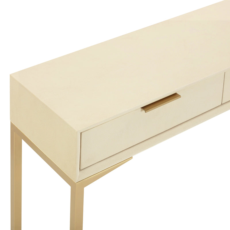 Pesce 59" Faux Shagreen 3-Drawer Console Table - Cream