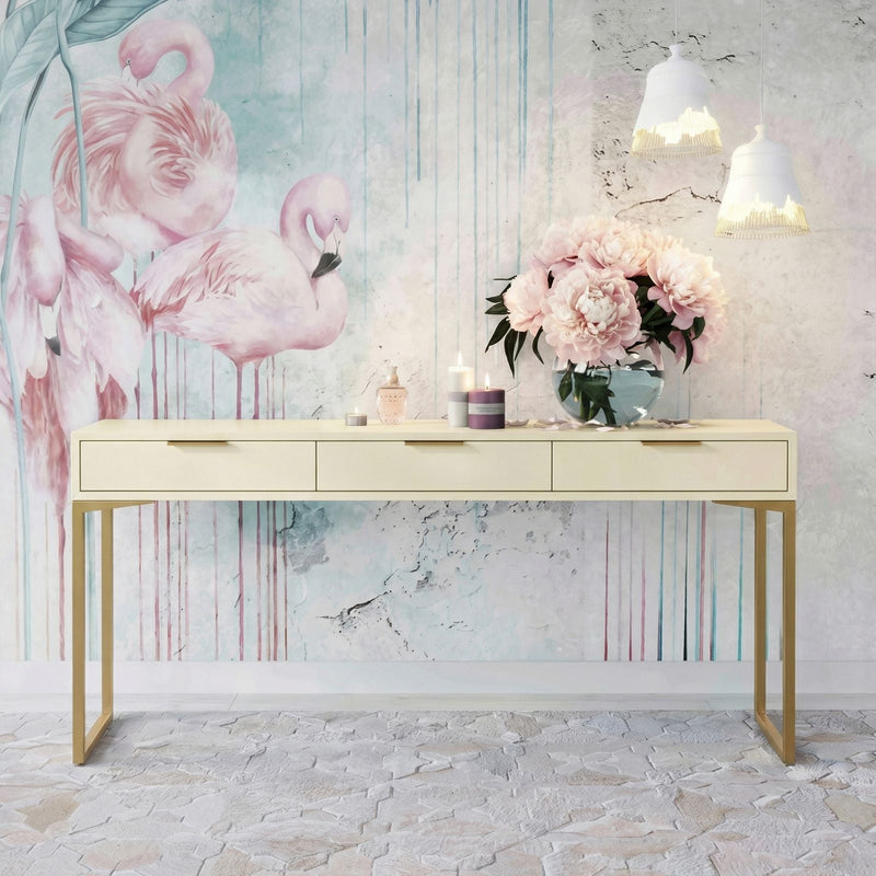 Pesce 59" Faux Shagreen 3-Drawer Console Table - Cream