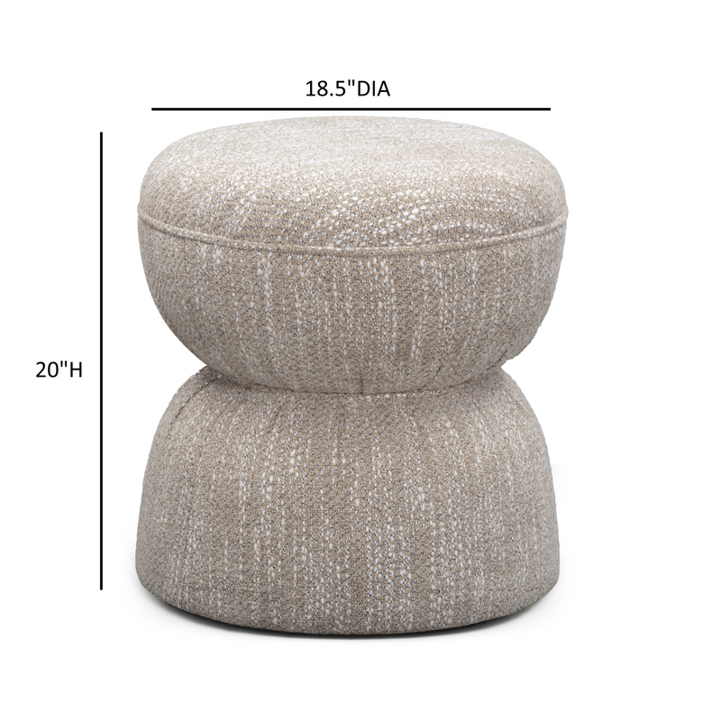 Tomlin Ruched Performance Fabric Game Ottoman - Beige