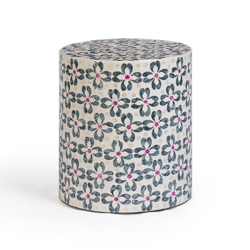 Lorna Capiz Shell Accent Stool - Aqua