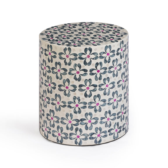 Lorna Capiz Shell Accent Stool - Aqua