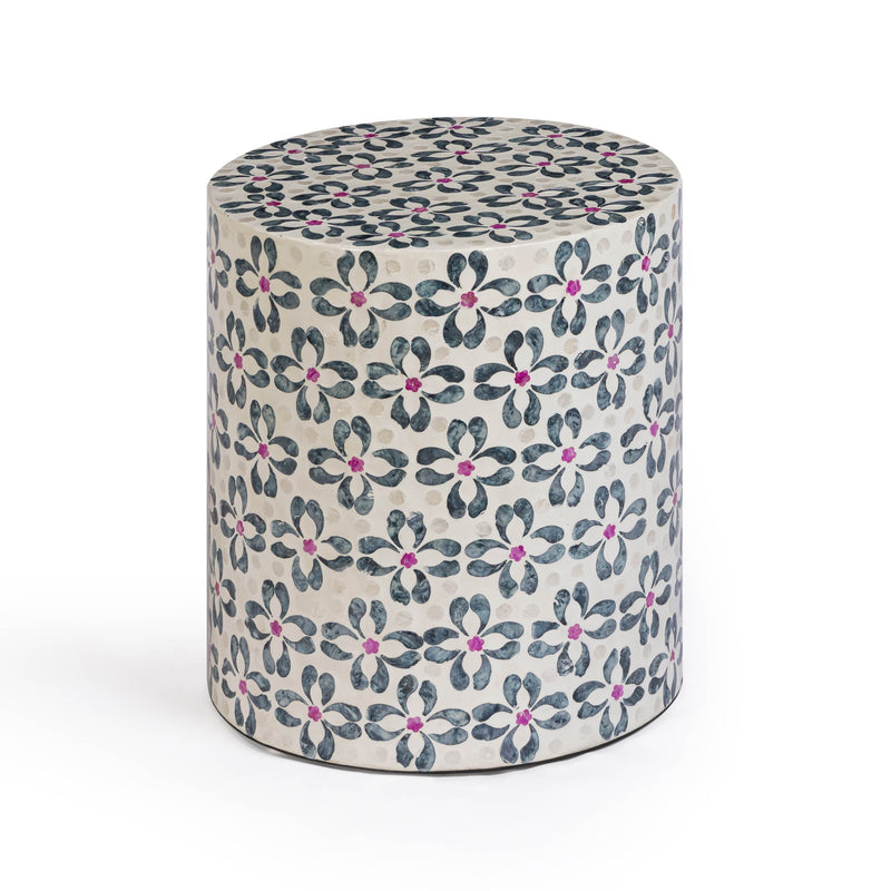 Lorna Capiz Shell Accent Stool - Aqua