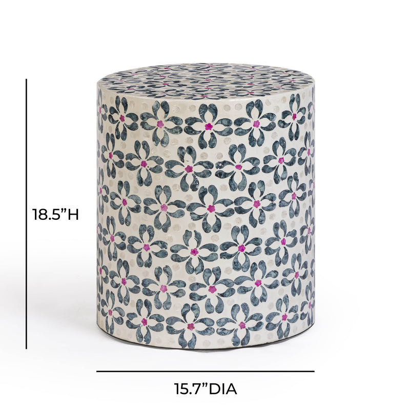 Lorna Capiz Shell Accent Stool - Aqua