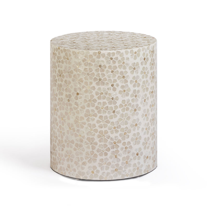 Lorna Capiz Shell Accent Stool - Pearl