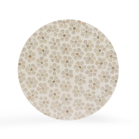 Lorna Capiz Shell Accent Stool - Pearl