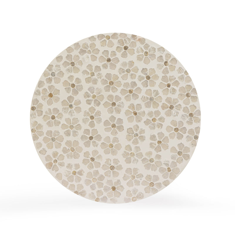 Lorna Capiz Shell Accent Stool - Pearl