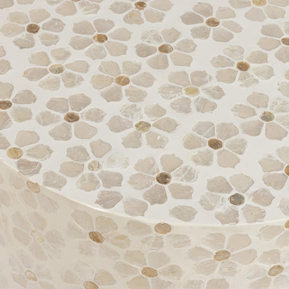 Lorna Capiz Shell Accent Stool - Pearl