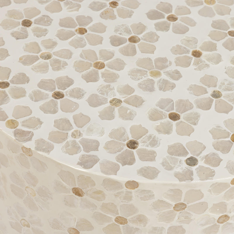 Lorna Capiz Shell Accent Stool - Pearl