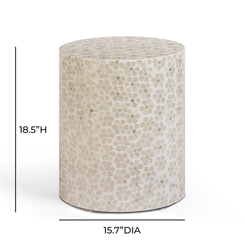 Lorna Capiz Shell Accent Stool - Pearl