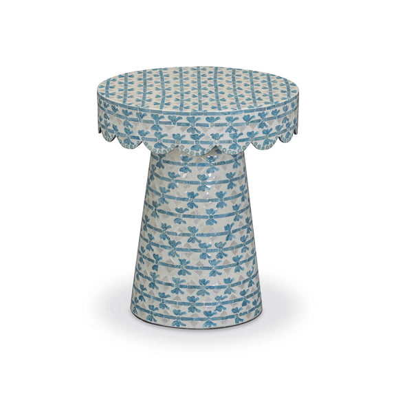 Lady Blue Ribbon Capiz Shell Round Side Table
