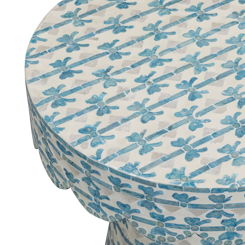 Lady Blue Ribbon Capiz Shell Round Side Table