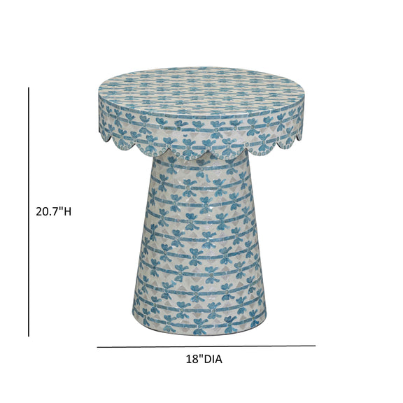 Lady Blue Ribbon Capiz Shell Round Side Table