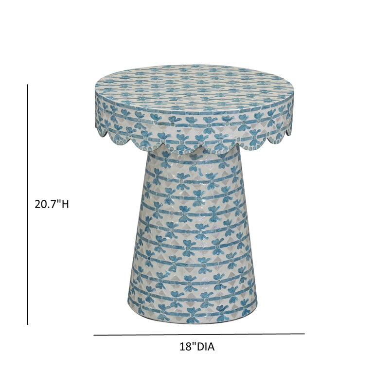 Lady Blue Ribbon Capiz Shell Round Side Table