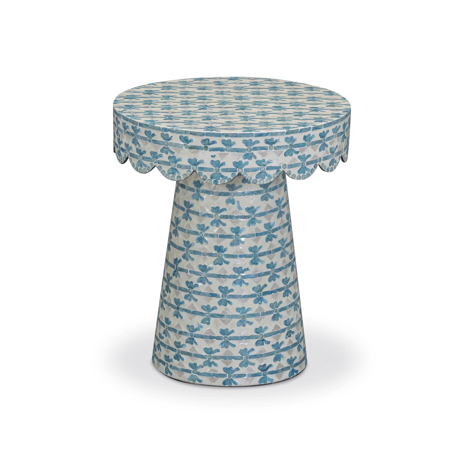 Lady Blue Ribbon Capiz Shell Round Side Table