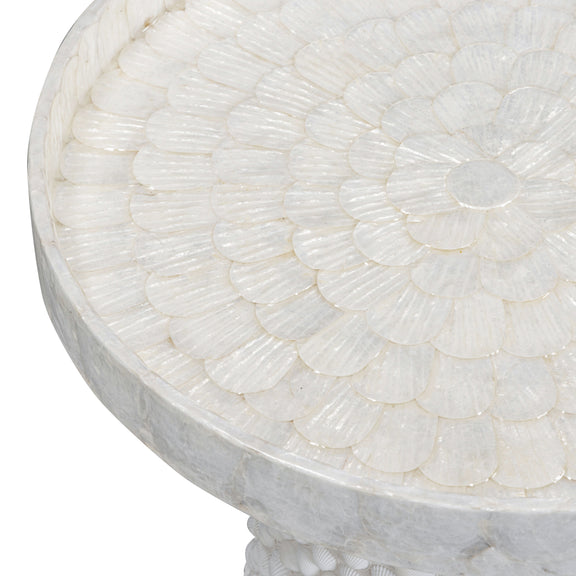 Coast Pearl White Seashell Round Side Table
