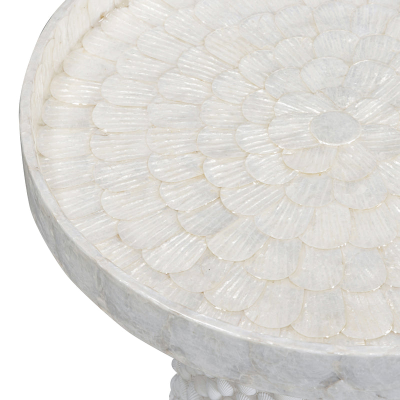 Coast Pearl White Seashell Round Side Table