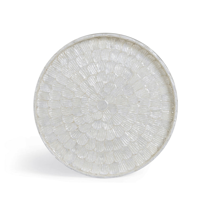 Coast Pearl White Seashell Round Side Table