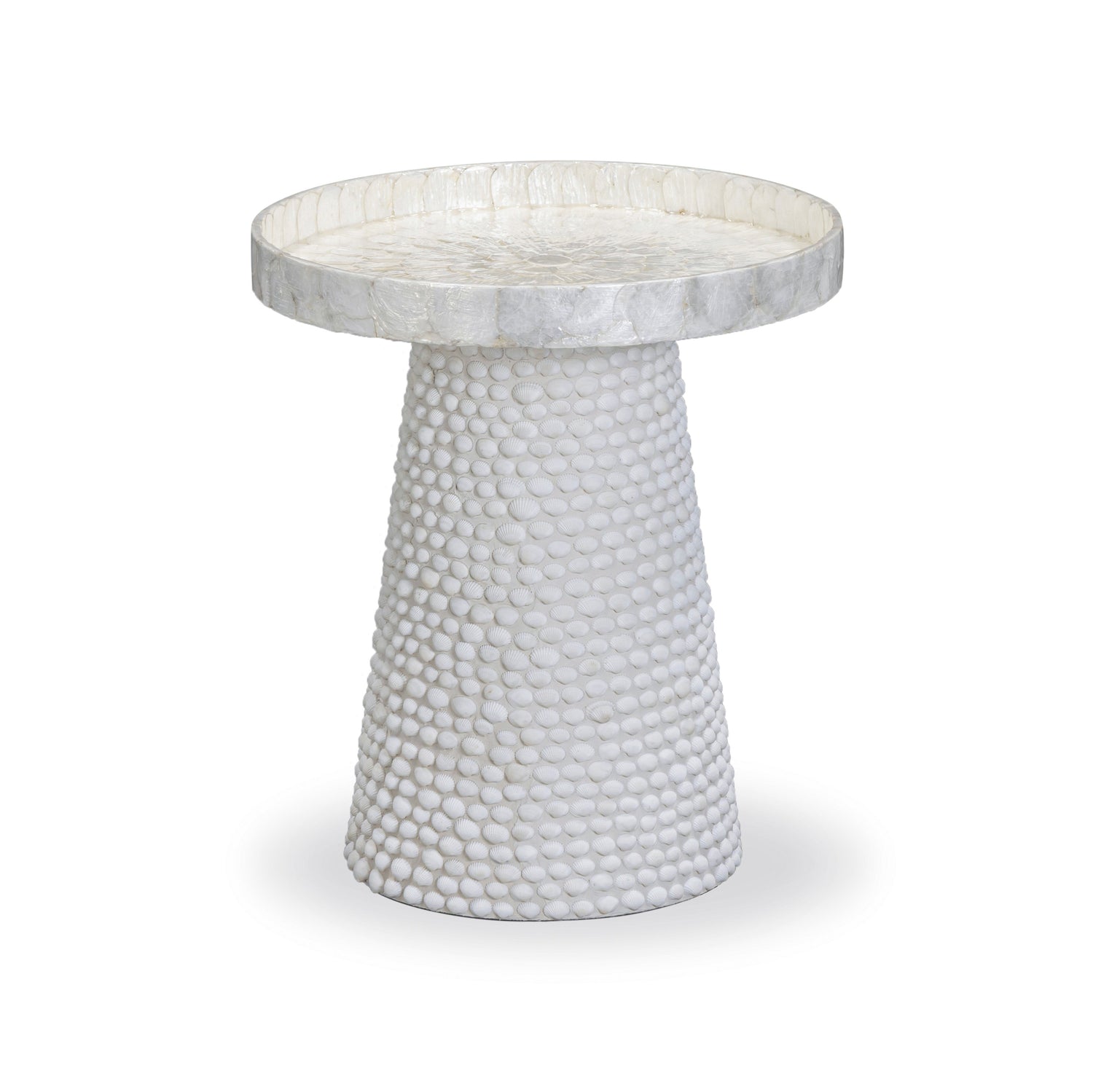 Coast Pearl White Seashell Round Side Table