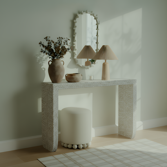 Cyprus 47" Cream Capiz Shell Console Table