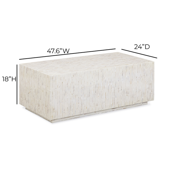 Earl 48" Shell Rectangular Coffee Table - Cream