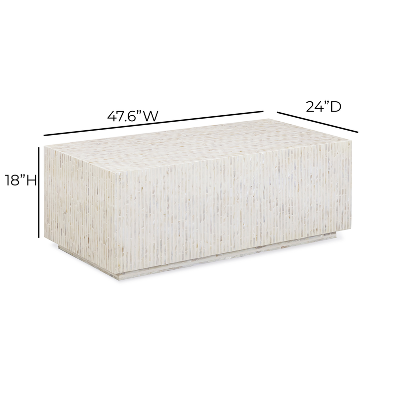 Earl 48" Shell Rectangular Coffee Table - Cream