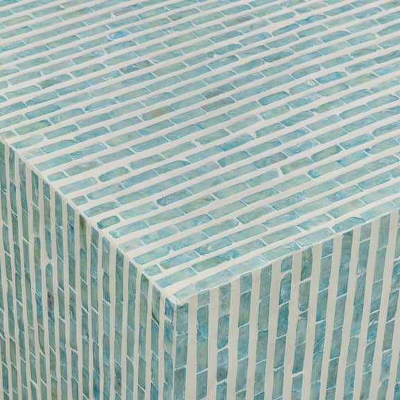 Earl 48" Shell Rectangular Coffee Table - Light Blue