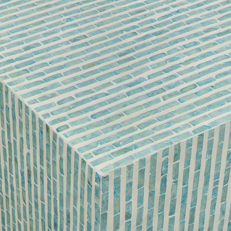 Earl 48" Shell Rectangular Coffee Table - Light Blue