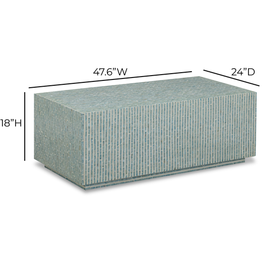 Earl 48" Shell Rectangular Coffee Table - Light Blue