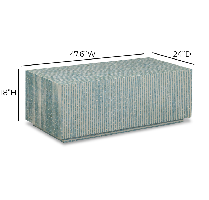 Earl 48" Shell Rectangular Coffee Table - Light Blue