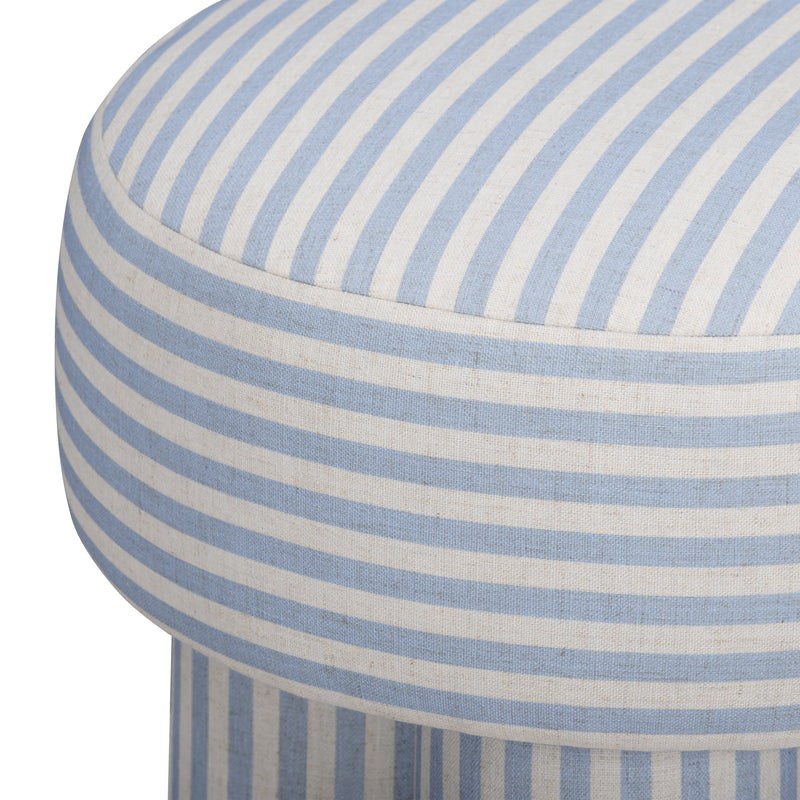 Masha Striped Performance Linen Accent Stool - Blue Stripes