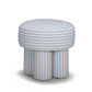 Masha Striped Performance Linen Accent Stool - Blue Stripes
