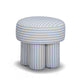 Masha Striped Performance Linen Accent Stool - Blue Stripes