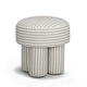 Masha Striped Performance Linen Accent Stool - Khaki Stripes