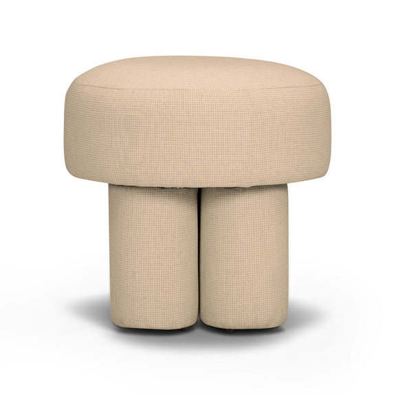 Masha Yellow Gingham Performance Linen Accent Stool